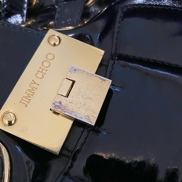 🎄JIMMY choo black crinkled patent leather large riki tote bag - Picture 14 of 14